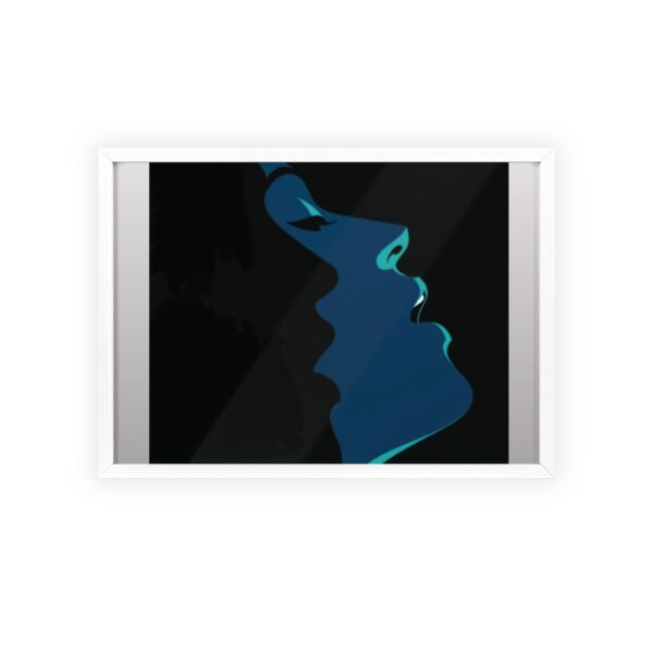 Framed Blue Silhouette Art Poster — Modern Double Profile Wall Print