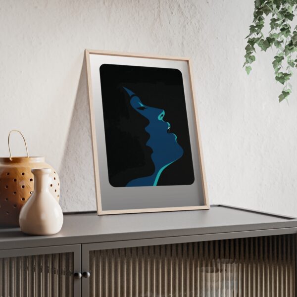 Framed Blue Silhouette Art Poster — Modern Double Profile Wall Print