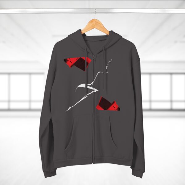 Zip Hoodie with Abstract Print & Back QR Hand Illustration