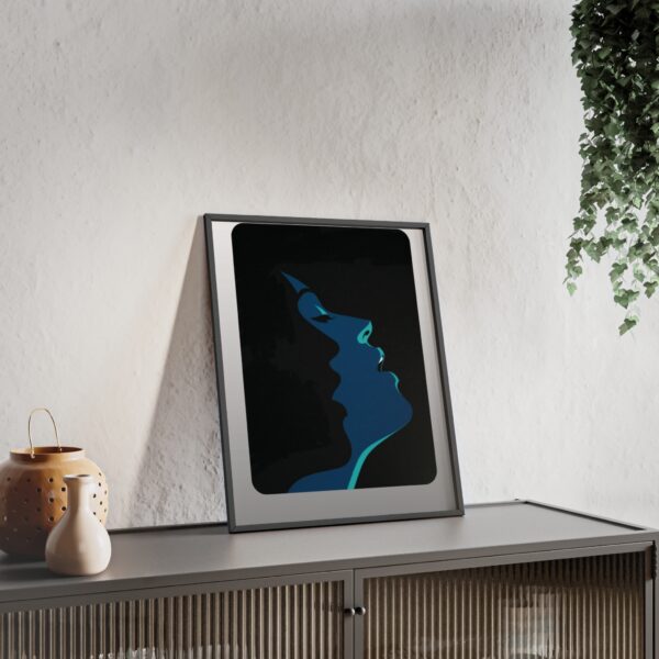 Framed Blue Silhouette Art Poster — Modern Double Profile Wall Print