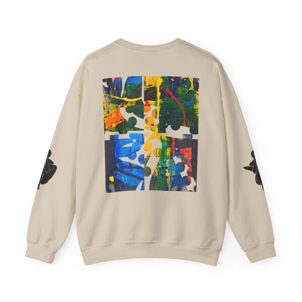 Abstract Yoga Art Sweatshirt — Meditation Silhouette with Color Block Back Art