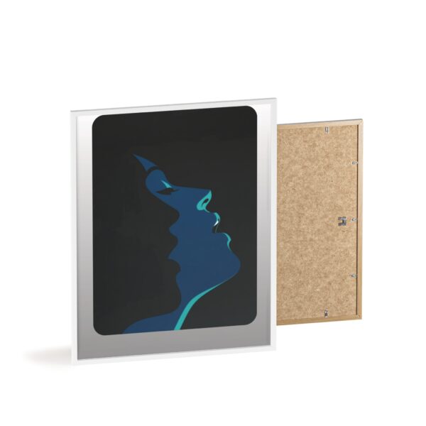 Framed Blue Silhouette Art Poster — Modern Double Profile Wall Print