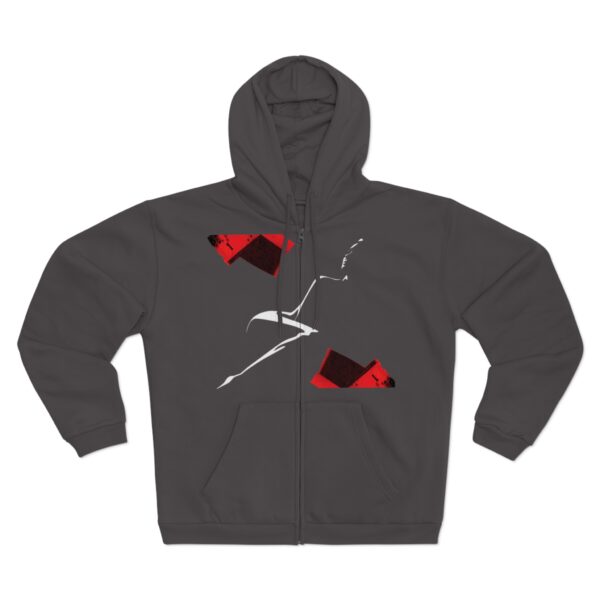 Zip Hoodie with Abstract Print & Back QR Hand Illustration