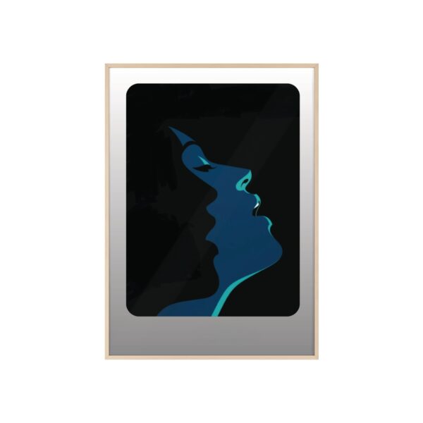 Framed Blue Silhouette Art Poster — Modern Double Profile Wall Print