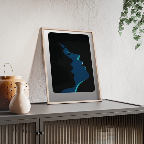 Framed Blue Silhouette Art Poster — Modern Double Profile Wall Print