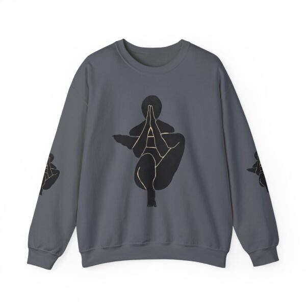 Abstract Yoga Art Sweatshirt — Meditation Silhouette with Color Block Back Art