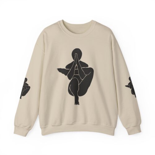 Abstract Yoga Art Sweatshirt — Meditation Silhouette with Color Block Back Art