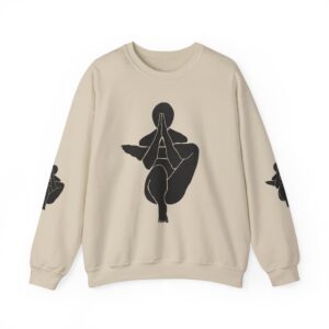 Abstract Yoga Art Sweatshirt — Meditation Silhouette with Color Block Back Art