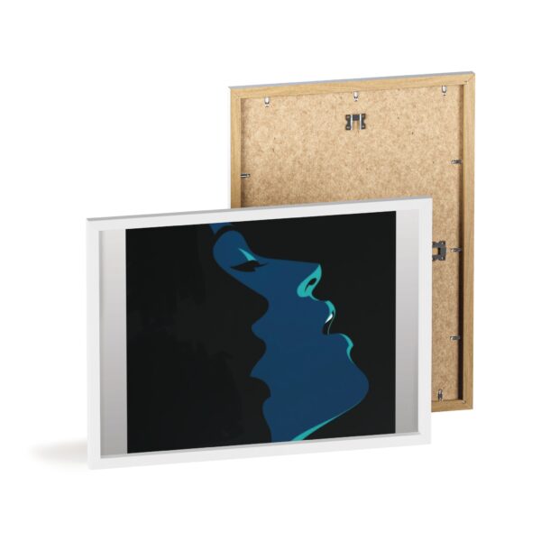 Framed Blue Silhouette Art Poster — Modern Double Profile Wall Print