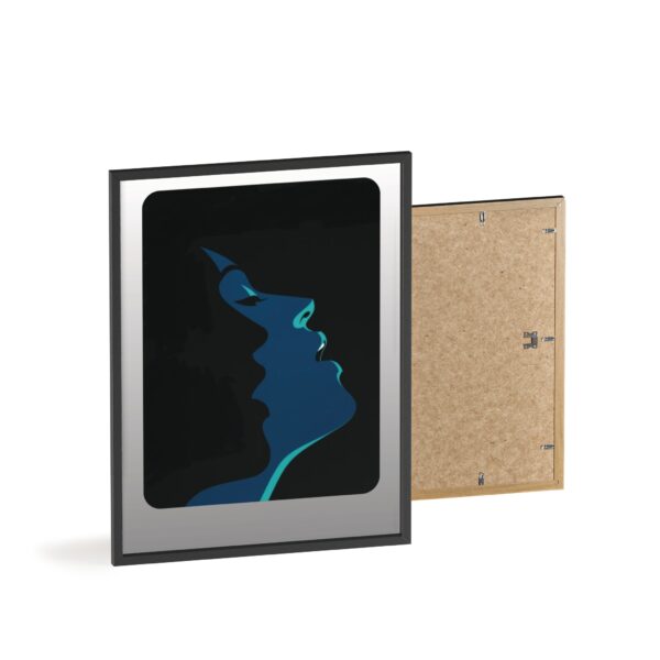 Framed Blue Silhouette Art Poster — Modern Double Profile Wall Print
