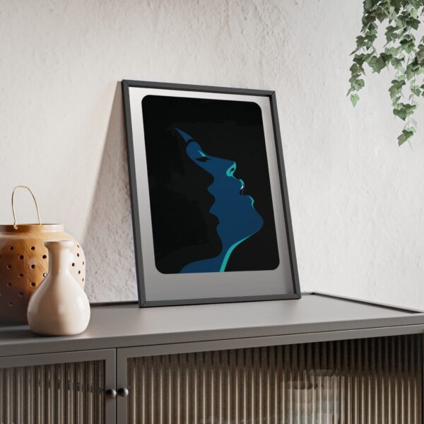 Framed Blue Silhouette Art Poster — Modern Double Profile Wall Print