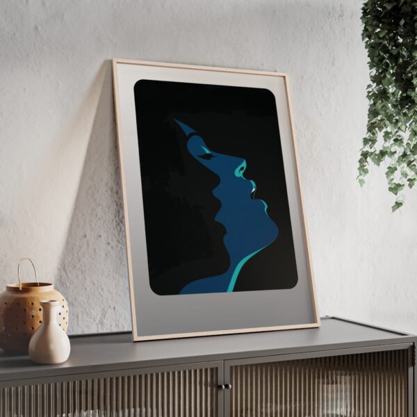 Framed Blue Silhouette Art Poster — Modern Double Profile Wall Print
