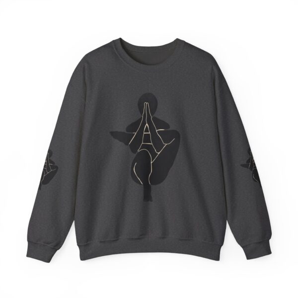 Abstract Yoga Art Sweatshirt — Meditation Silhouette with Color Block Back Art