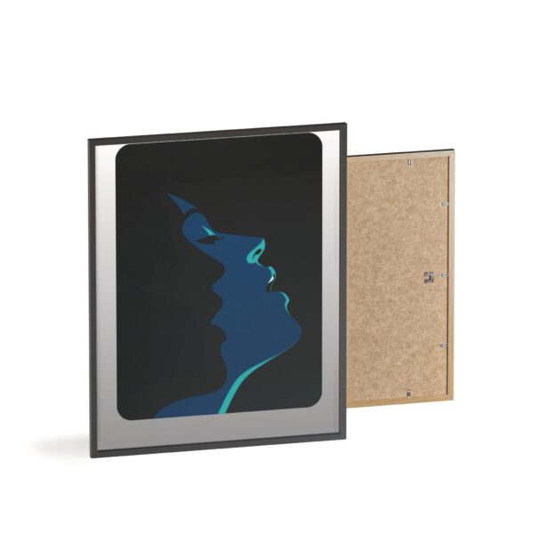 Framed Blue Silhouette Art Poster — Modern Double Profile Wall Print