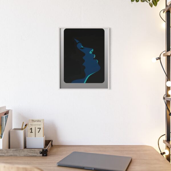 Framed Blue Silhouette Art Poster — Modern Double Profile Wall Print