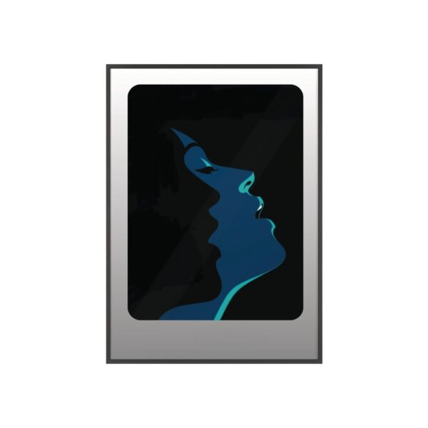 Framed Blue Silhouette Art Poster — Modern Double Profile Wall Print