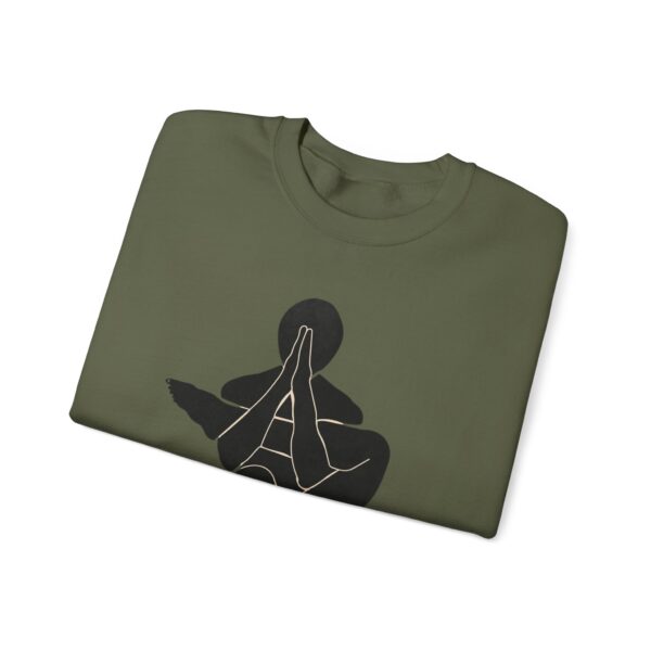 Abstract Yoga Art Sweatshirt — Meditation Silhouette with Color Block Back Art
