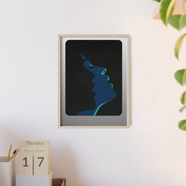 Framed Blue Silhouette Art Poster — Modern Double Profile Wall Print