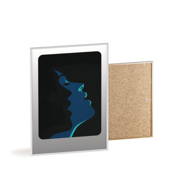 Framed Blue Silhouette Art Poster — Modern Double Profile Wall Print