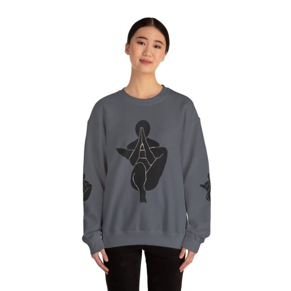 Abstract Yoga Art Sweatshirt — Meditation Silhouette with Color Block Back Art