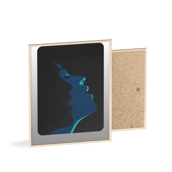 Framed Blue Silhouette Art Poster — Modern Double Profile Wall Print