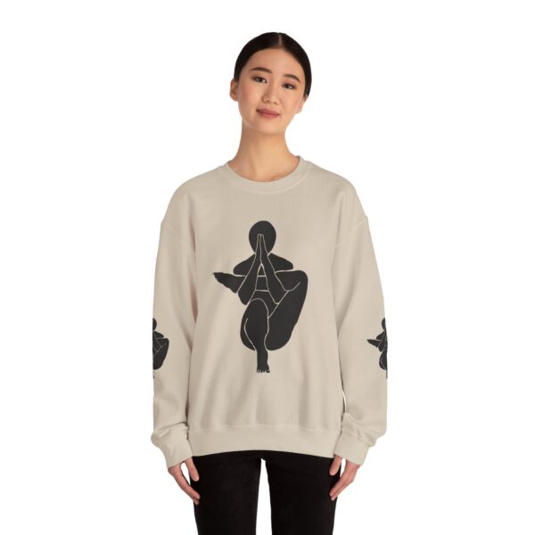 Abstract Yoga Art Sweatshirt — Meditation Silhouette with Color Block Back Art
