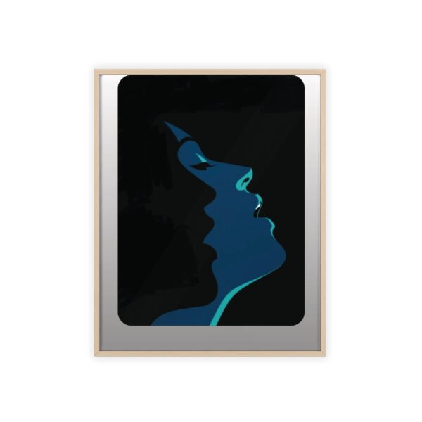 Framed Blue Silhouette Art Poster — Modern Double Profile Wall Print