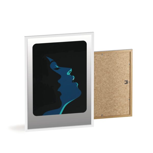 Framed Blue Silhouette Art Poster — Modern Double Profile Wall Print