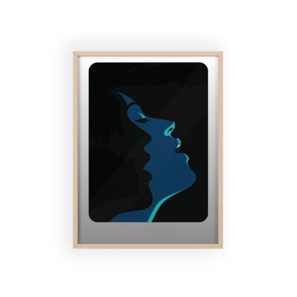 Framed Blue Silhouette Art Poster — Modern Double Profile Wall Print