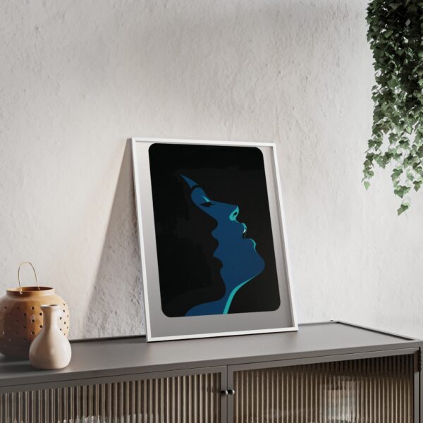 Framed Blue Silhouette Art Poster — Modern Double Profile Wall Print