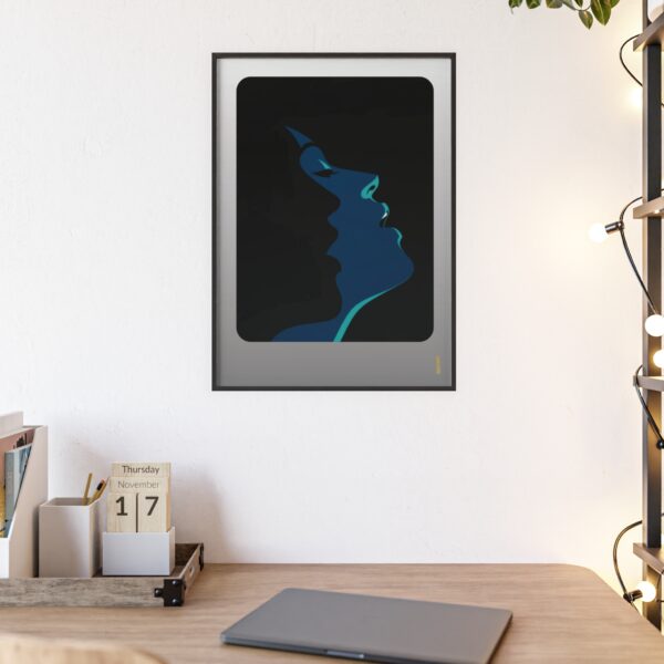 17253611458436782942_2048.jpeg Framed Blue Silhouette Art Poster — Modern Double Profile Wall Print