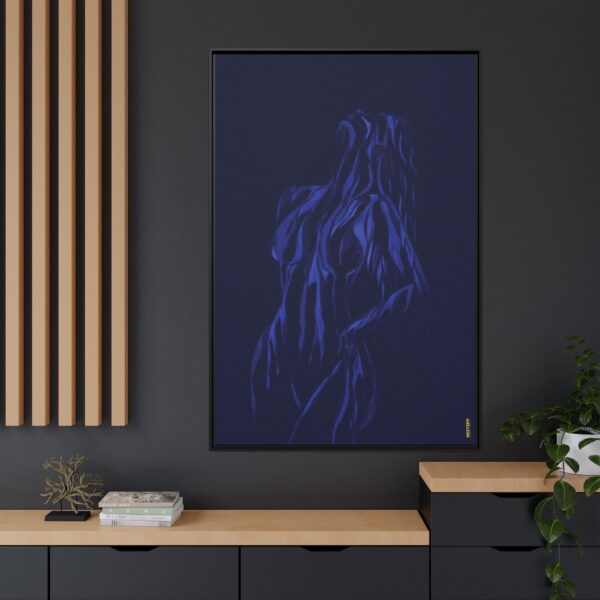 Lover Club Framed Matte Canvas Print — Dark Minimalist Romance Wall Art