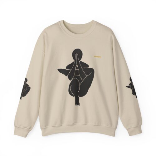 Abstract Yoga Art Sweatshirt — Meditation Silhouette with Color Block Back Art