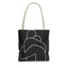 Minimalist Line Art Tote Bag — Embrace Hug Design on Black