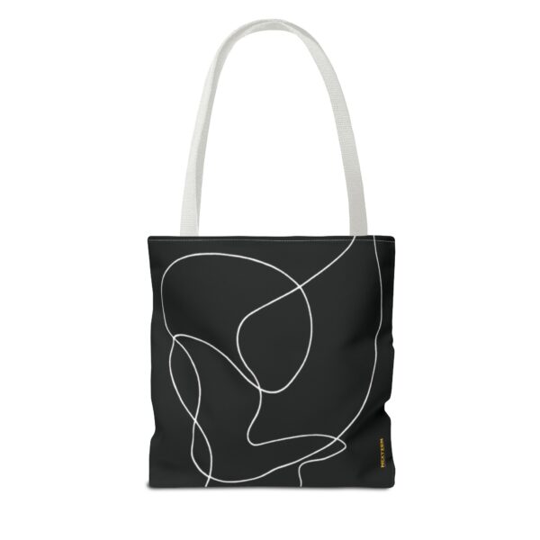 Minimalist Line Art Tote Bag — Embrace Hug Design on Black