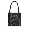 Minimalist Line Art Tote Bag — Embrace Hug Design on Black