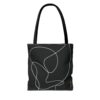 Minimalist Line Art Tote Bag — Embrace Hug Design on Black