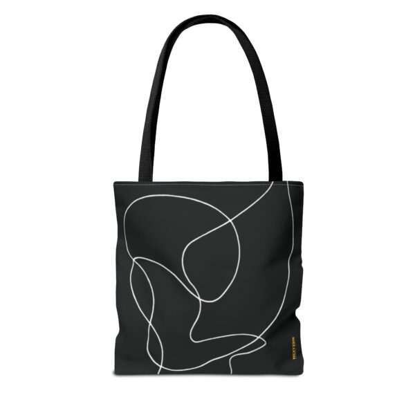 Minimalist Line Art Tote Bag — Embrace Hug Design on Black