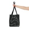 Minimalist Line Art Tote Bag — Embrace Hug Design on Black