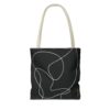 Minimalist Line Art Tote Bag — Embrace Hug Design on Black