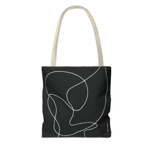 Minimalist Line Art Tote Bag — Embrace Hug Design on Black