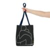Minimalist Line Art Tote Bag — Embrace Hug Design on Black