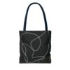 Minimalist Line Art Tote Bag — Embrace Hug Design on Black