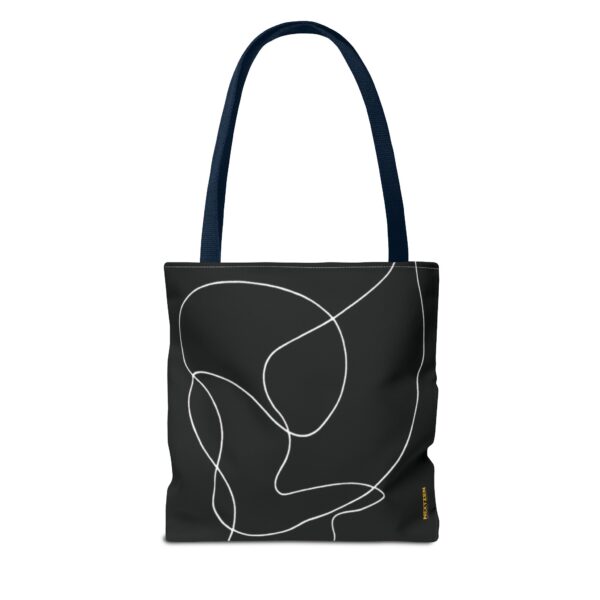 Minimalist Line Art Tote Bag — Embrace Hug Design on Black