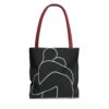 Minimalist Line Art Tote Bag — Embrace Hug Design on Black