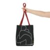 Minimalist Line Art Tote Bag — Embrace Hug Design on Black