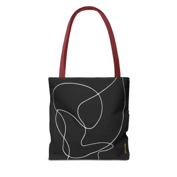Minimalist Line Art Tote Bag — Embrace Hug Design on Black