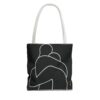 Minimalist Line Art Tote Bag — Embrace Hug Design on Black
